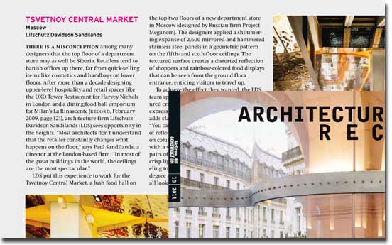 Project Tsvetnoy Central Market Presented in Architectural Record, October 2011, page 45 (c) Architectural Record