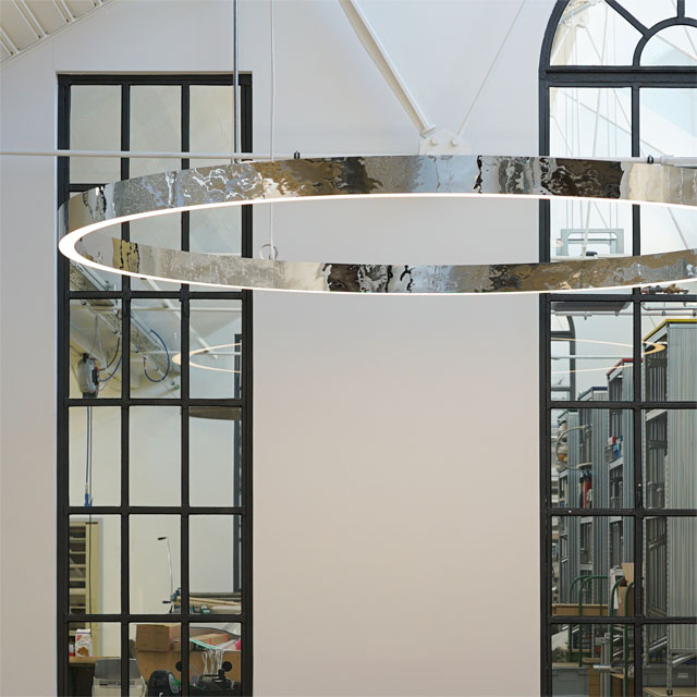 Germany, Augsburg, Architectural Lighting Korona Leuchten, Circular Pendant Light, Product Line EXYD-M, Photo EXYD, 2019