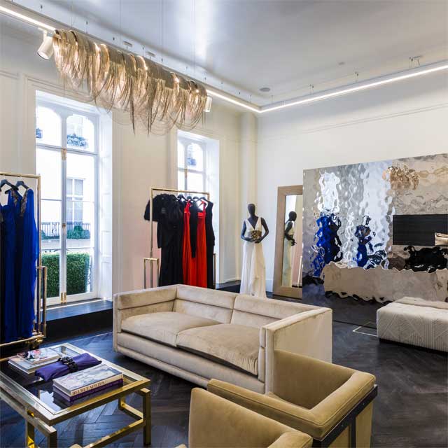 UK, London, Amanda Wakeley, Fashion Store in 18 Albemarle Street, Wall Decoration EXYD-M, Photo Gareth Gardner