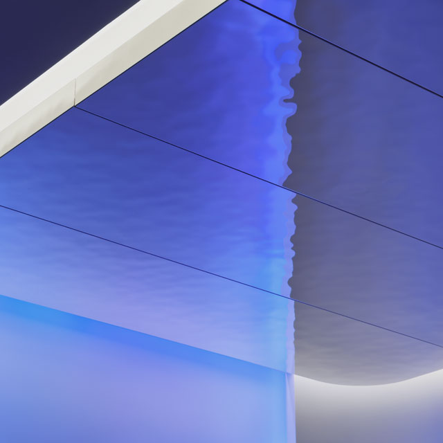 USA, Washington, D.C., 55 M Street SE, Elevator Lobby, Architects The Switzer Group, Ceiling System Lindner, Ceiling Panels EXYD, Photo Colin Miller, 2021