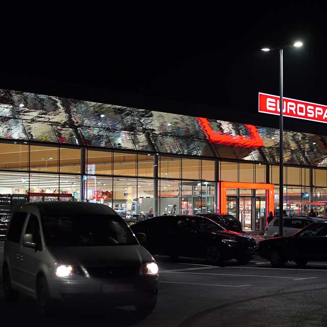 Austria, Altheim, Supermarket EUROSPAR, Soffit EXYD-M, Photo EXYD