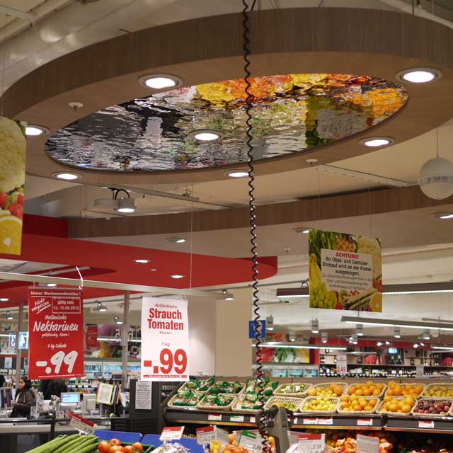 Germany, Bochum, Fruit Stand, Detail of Ceiling Sail, Product Line EXYD-M, Photo EXYD