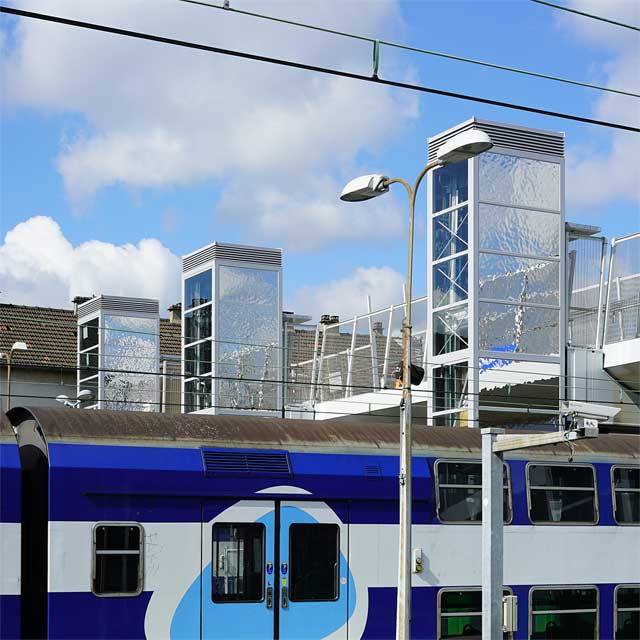 France, Corbeil-Essonnes, Station, Elevators with EXYD-M Cladding, Photo EXYD, 2017