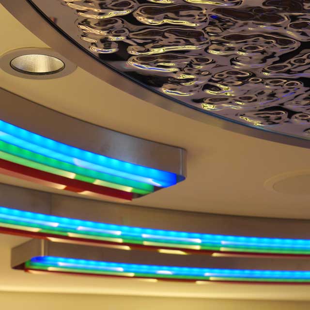 Cruise Ship Europa 2, Deck 7, Teens Club, Detail of Metal Ceiling, Product Line EXYD-D, Photo EXYD