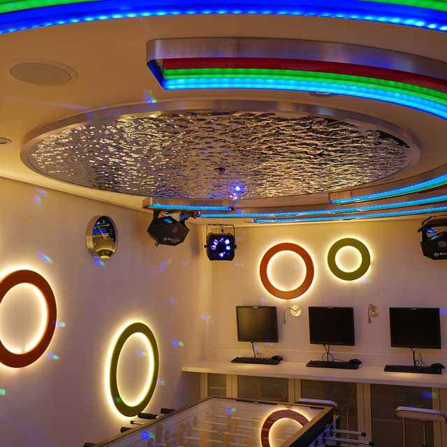 Cruise Ship Europa 2, Deck 7, Teens Club, Metal Ceiling, Diameter 1780 mm, Product Line EXYD-D, Photo EXYD