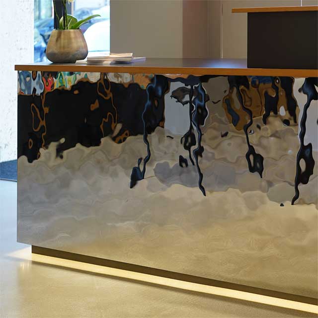Munich, Germany, Beauty Shop at Kufsteiner Platz, EXYD-M for Cladding of Counter, Photo EXYD