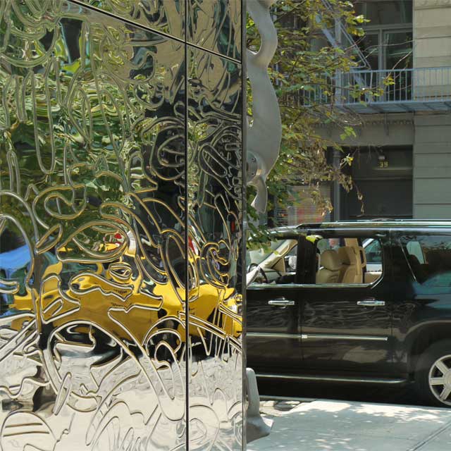 Entrance of 40 Bond Street in New York City, EXYD-N on Stainless Steel, Photo EXYD