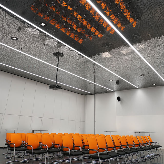 Germany, Sindelfingen, Daimler, Vehicle Safety Technology Center, Visitors Area, EXYD-M Ceiling Panels with Whole Patterns, Photo EXYD, 2016