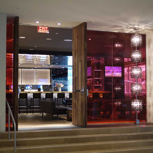 Hyatt Regency Vancouver, Grain Tasting Bar, Entrance, during the Day, Detail of Ceiling, Product Line EXYD-M, Photo EXYD, December 2012